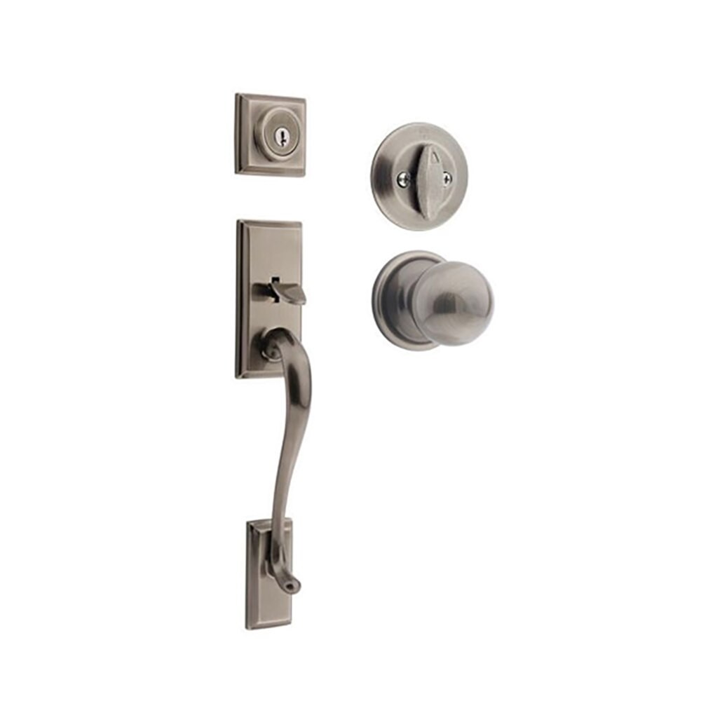Kwikset Hawthorne/Circa Single Door Handleset Antique Nickel Adjustable Backset gallery