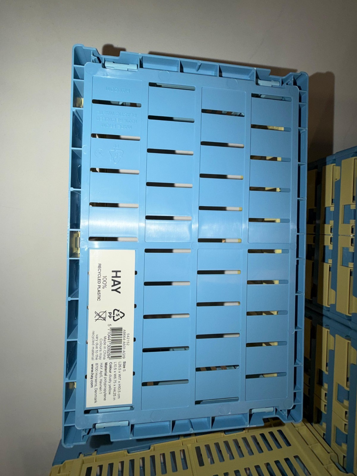HAY Design Recycled Color Crate Storage Bins - Small Lot of 10 - Blue/Yellow NEW gallery