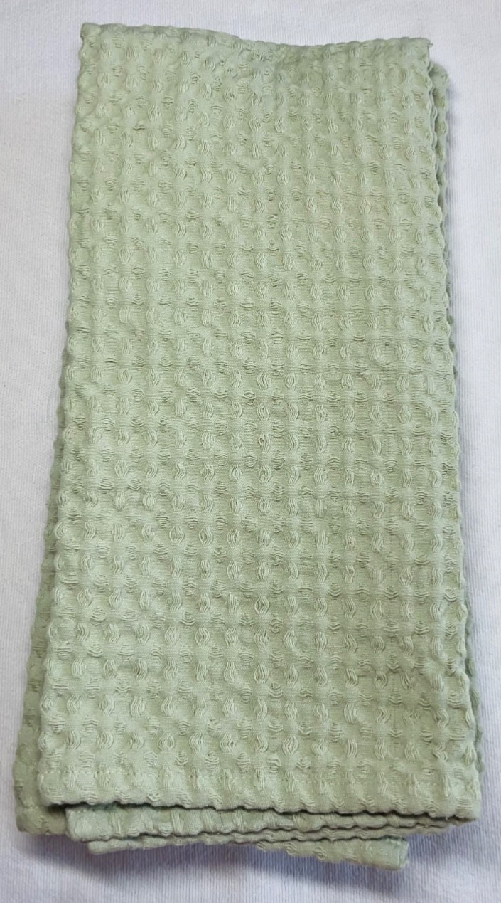 MDESIGN KITCHEN TOWELS (3) SAGE GREEN WAFFLE 30 X 20 100% RECYCLED COTTON NIP gallery