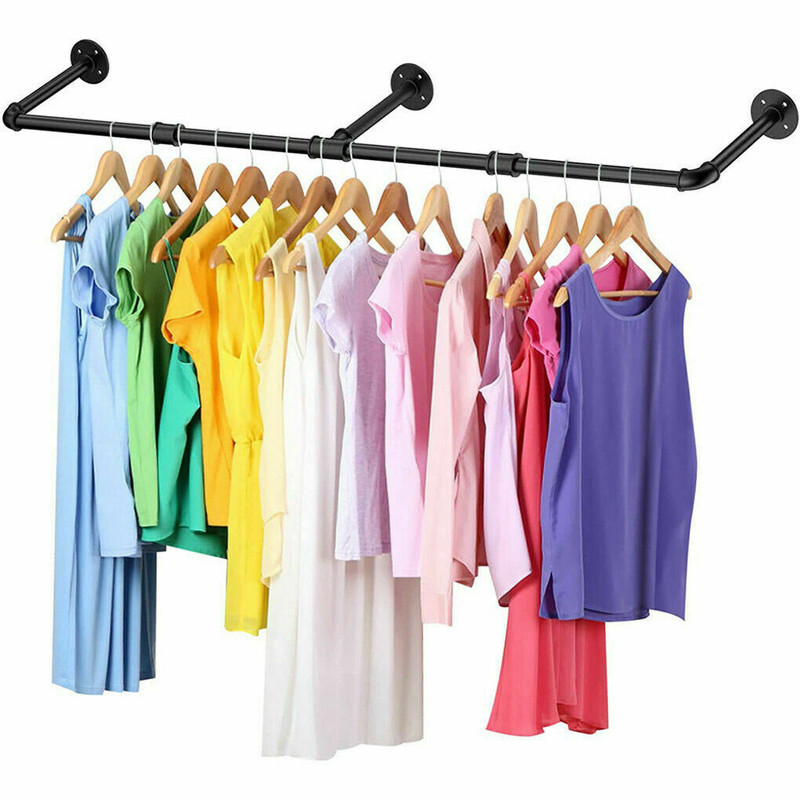 Long Clothes Rack 71"Pipe Wall Mounted Garment Rack Hanging Rod Clothing Storage gallery
