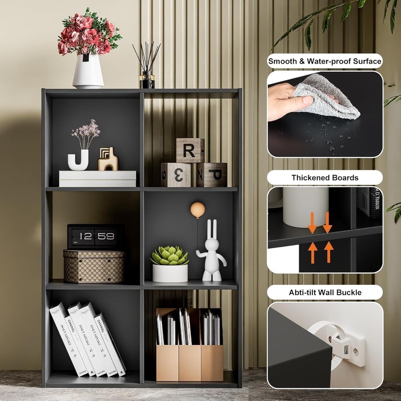 6 / 8 / 9 Cube Storage Organizer Open Cube Bookshelf with 3 Removable Back Panel gallery