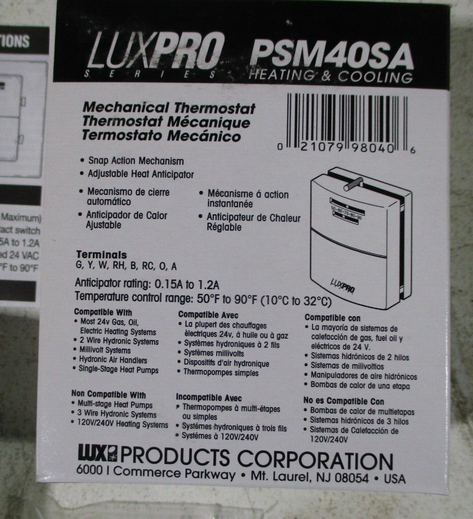 LuxPro Series Mechanical Heating Cooling Home Thermostat PSM40 New FREE SHIPPING gallery