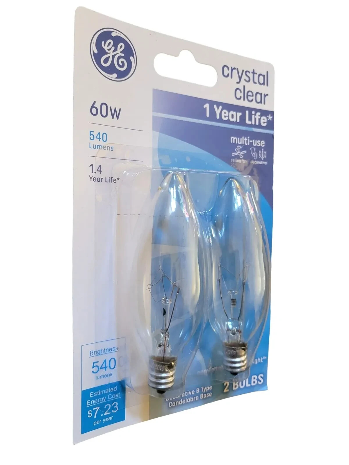 NEW! 8-Pack General Electric 60w Decorative B Type Candelabra Base Bulb 76229 gallery