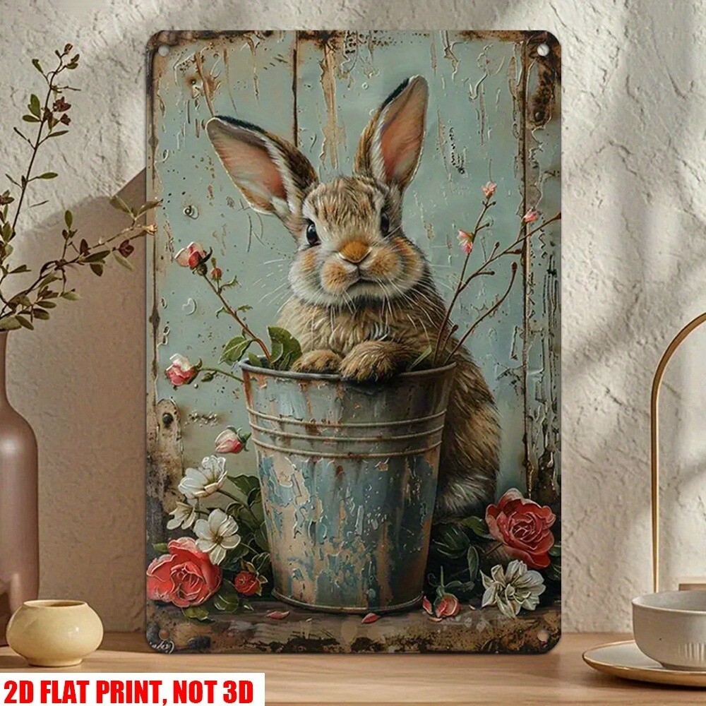 Bunny Rabbit Easter Decoration Vintage Style Bunny Sign Rustic Rabbit Wall Art gallery