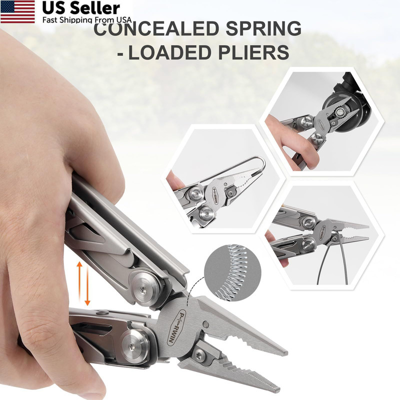 PERWIN Multitool, 17-in-1 Stainless Steel Multi Tool Pliers 17 in 1, Silver gallery