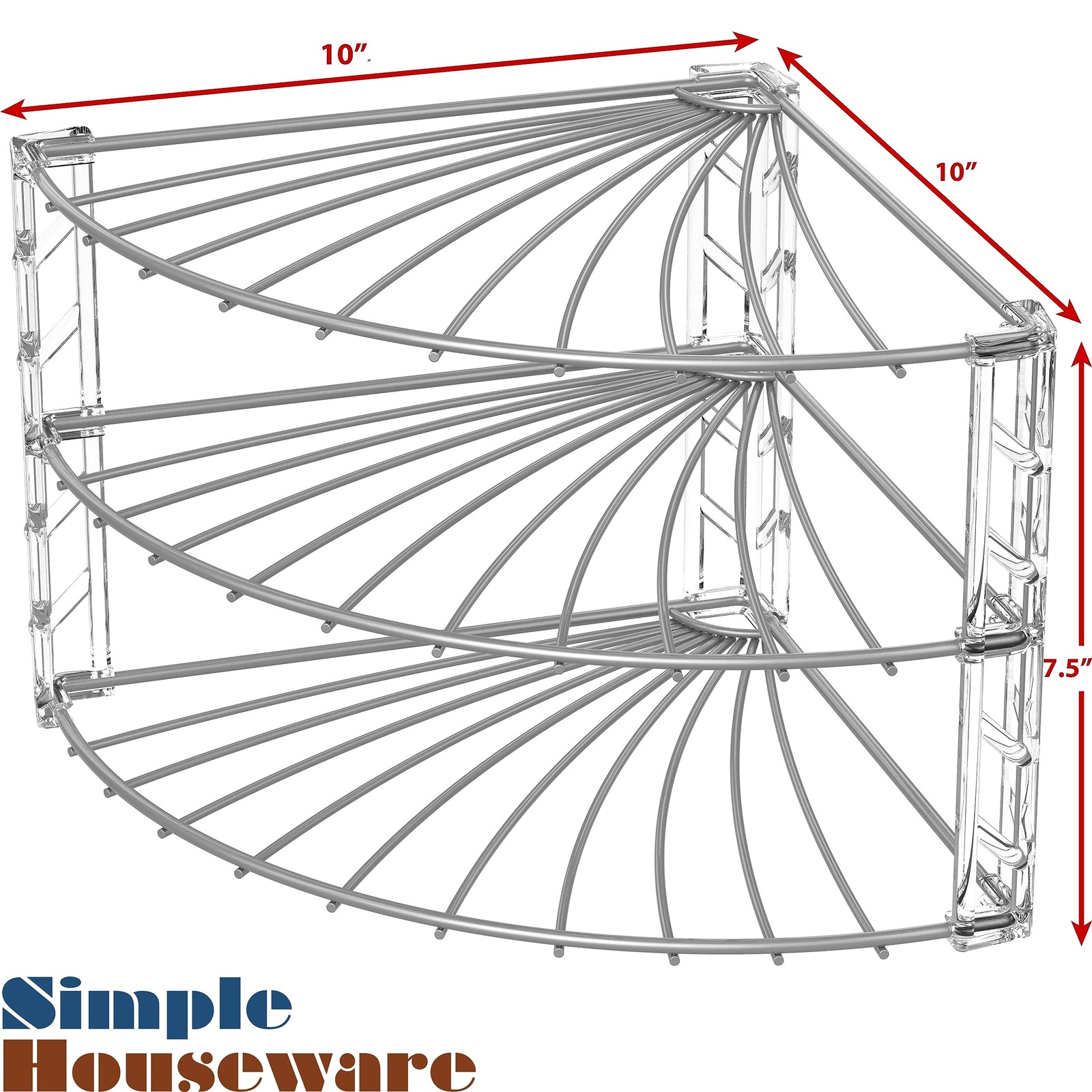 Simple Houseware 3-Tier Counter Corner Shelf Organizer, Silver gallery