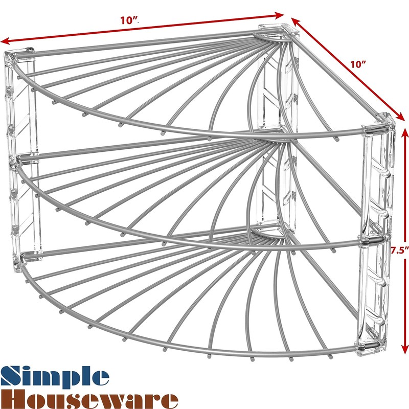 Simple Houseware 3-Tier Counter Corner Shelf Organizer, Silver gallery
