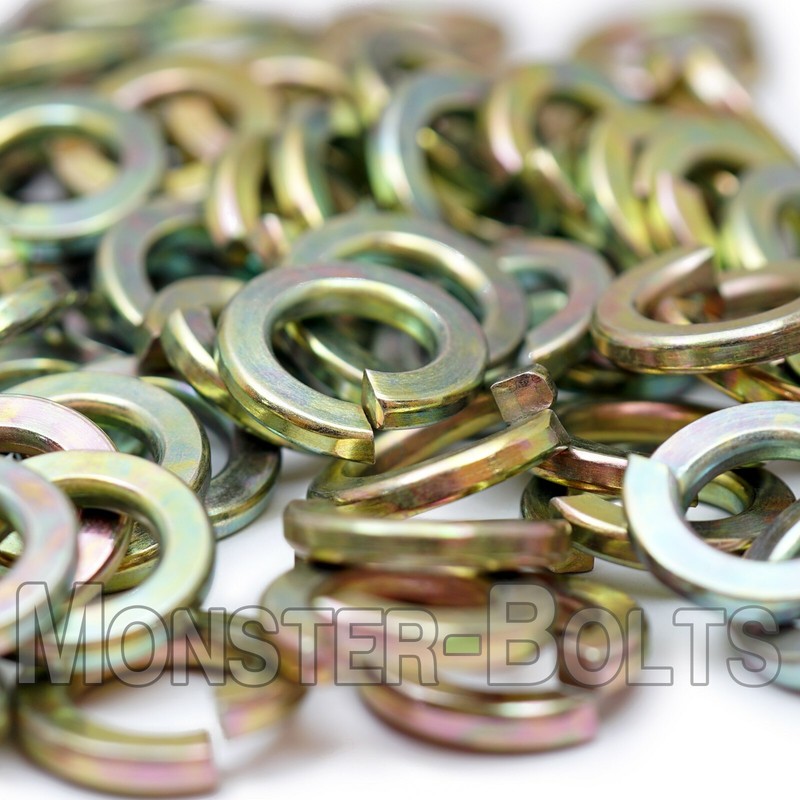 Split Lock Washers Thru Hardened Alloy, Zinc Yellow 1/4, 5/16, 3/8, 7/16 1/2 3/4 gallery