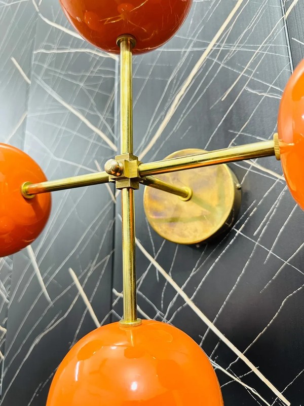 Modern Brass Sputnik Wall Sconce Orange Mid-Century Light Fixture Retro Decor gallery