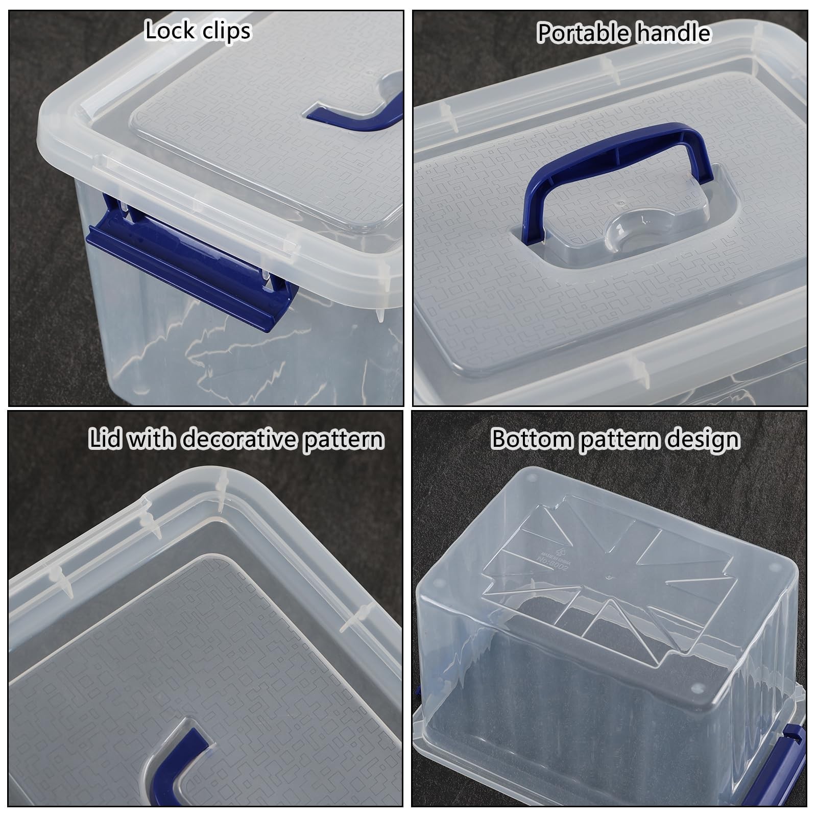 12 Liter Lidded Storage Bin with Handle, Latching Storage Box, Plastic Clear ... gallery