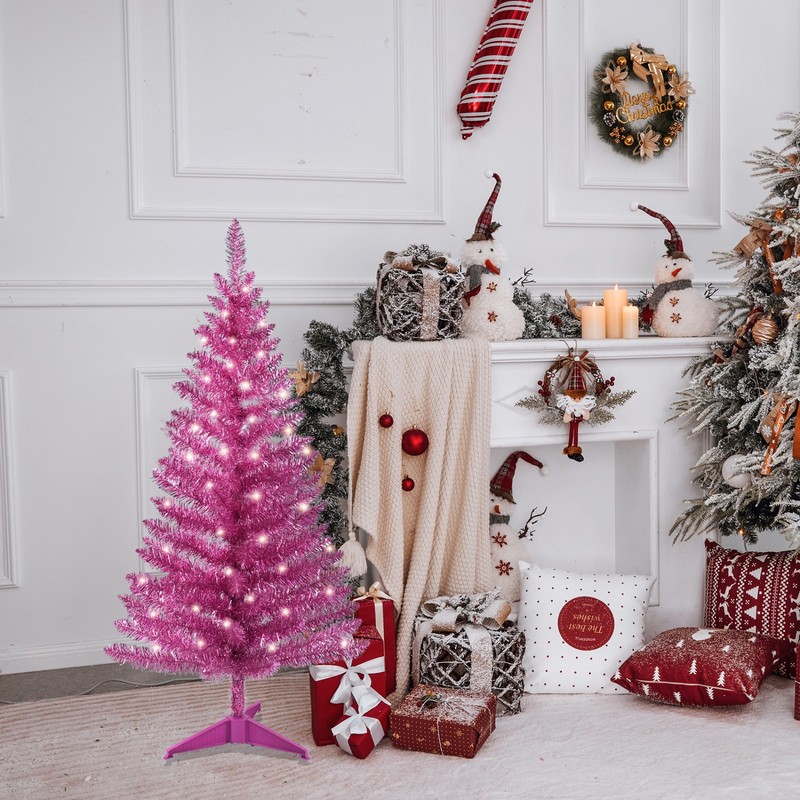 4ft Lighted Artificial Mini Christmas Tree with 50 Light Pink Small Xmas Tree gallery