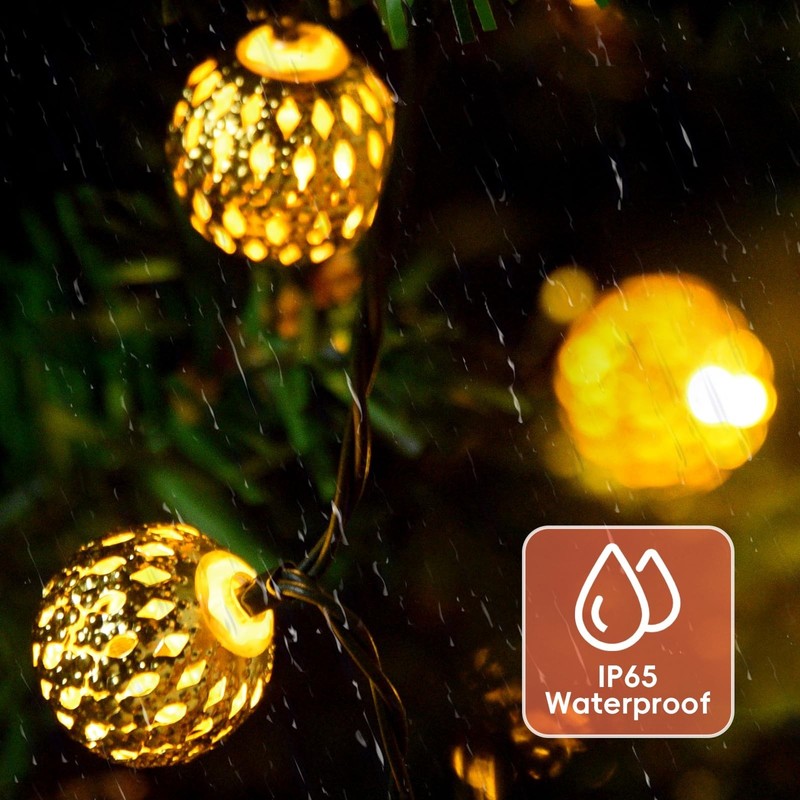Moroccan String Lights Plug-in 60 LED 29ft Indoor Outdoor Waterproof 8 Modes ... gallery