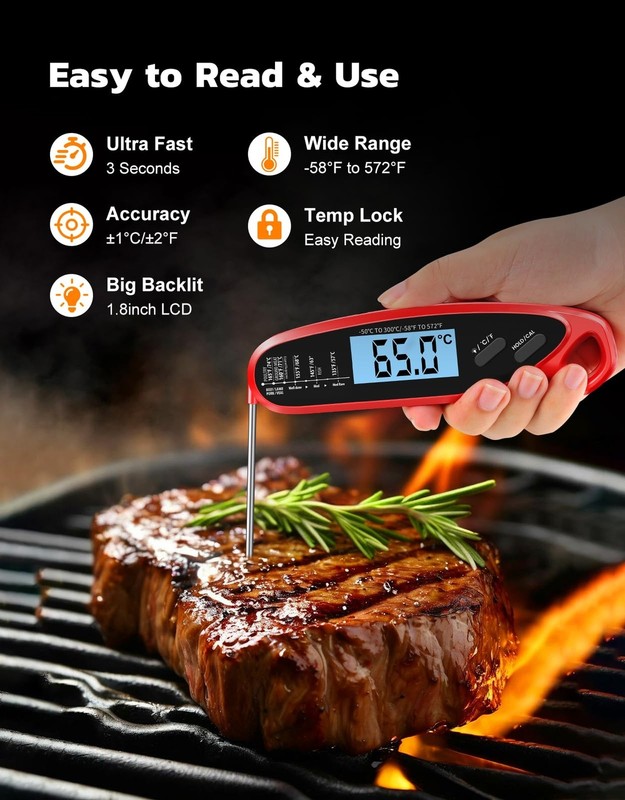 Instant Read Meat Thermometer Digital for Cooking with Dual Probe, ... Fast Ship gallery