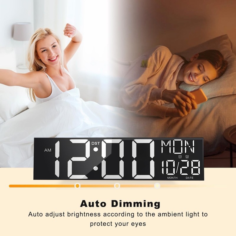 JALL 30" Large Digital Wall Mount Clock with Remote Control, White gallery