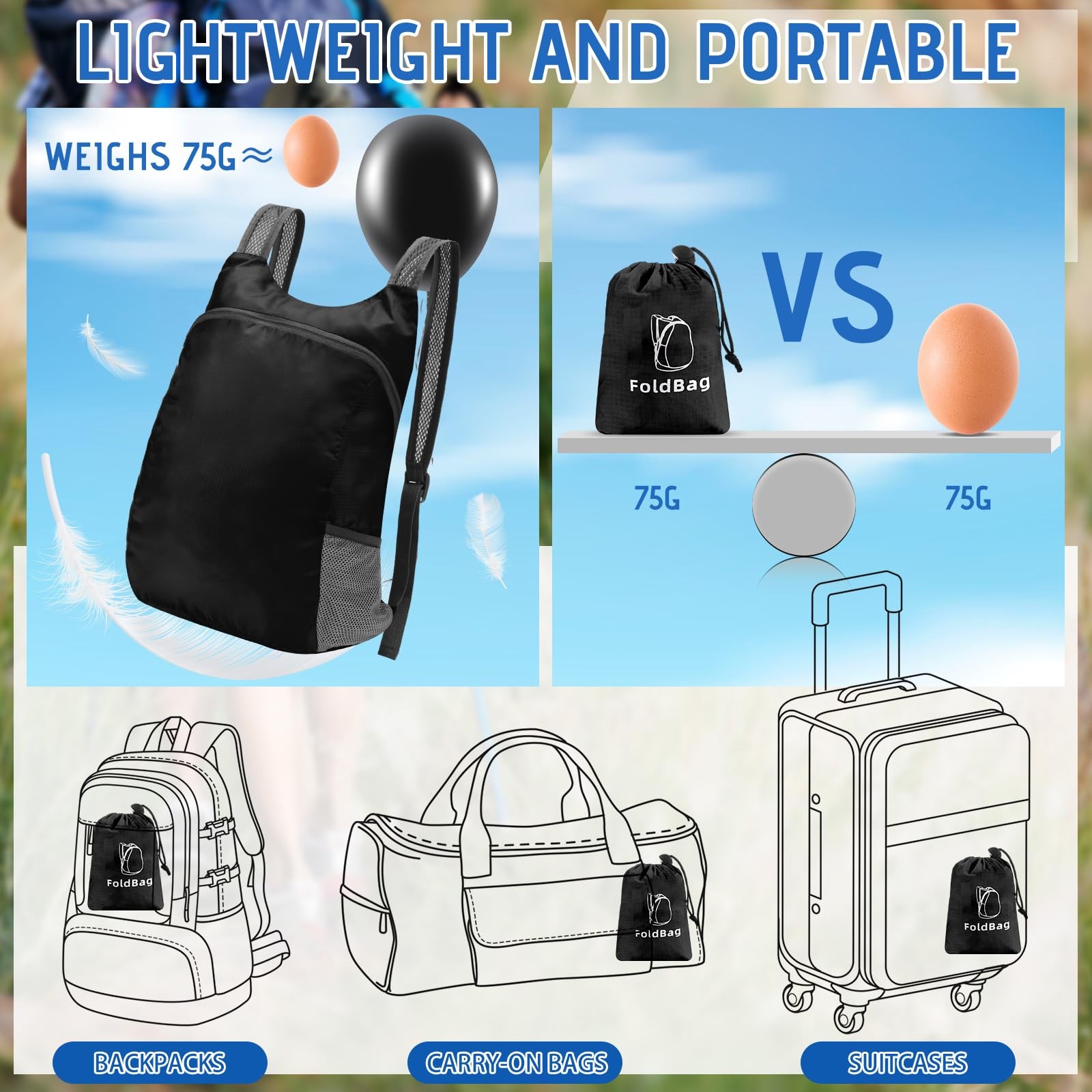 6 Pack Lightweight Packable Backpack 20L Hiking Daypacks Water Resistant Fold... 4