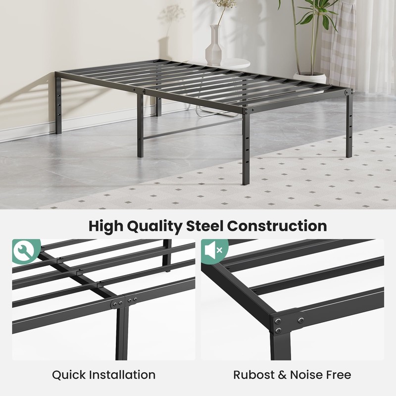 metal bed frame with Storage Space, Platform Foundation, No Box Spring Needed gallery