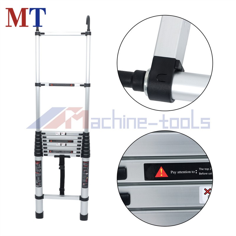 12.5 FT Collapsible Telescopic Extension Ladders Aluminum With Hooks 330lbs gallery