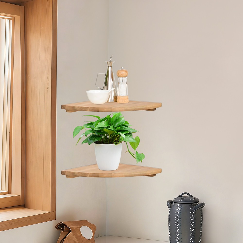Floating Corner Shelves, Wall Mount Speaker Rack Display Shelf for Small Plant