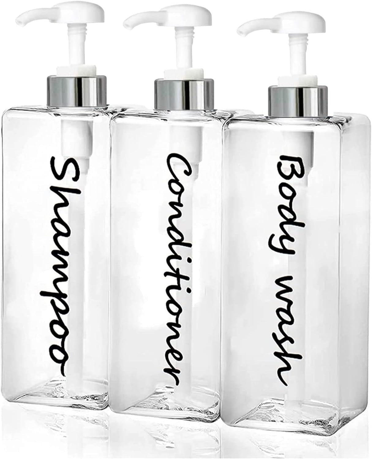 21oz Shampoo Dispenser - Refillable Shampoo and Conditioner Bottles (Clear, S... gallery