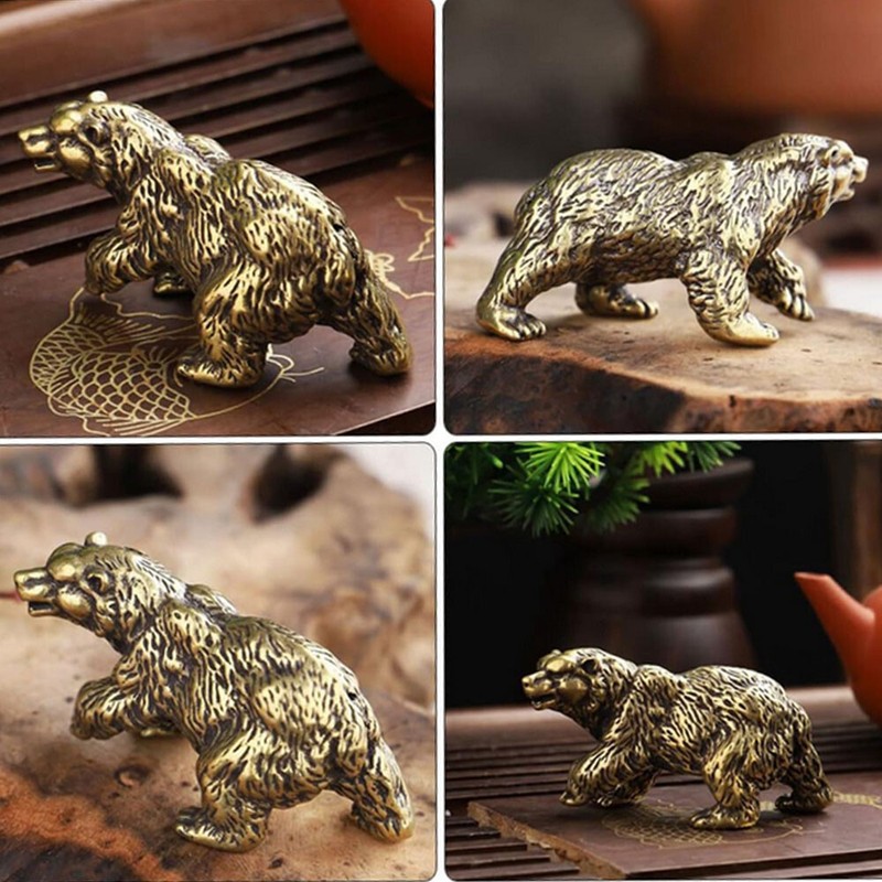Solid Brass Bear Figurine Statue Animal Figurines Toy House Desktop Decoration gallery