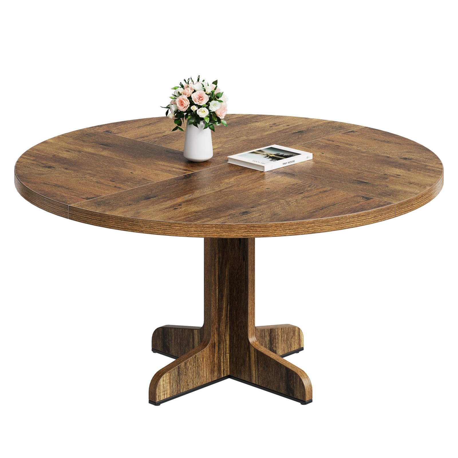 47 Inch Round Dining Table ,Farmhouse Wood Kitchen Dinner Table for Dining Room gallery