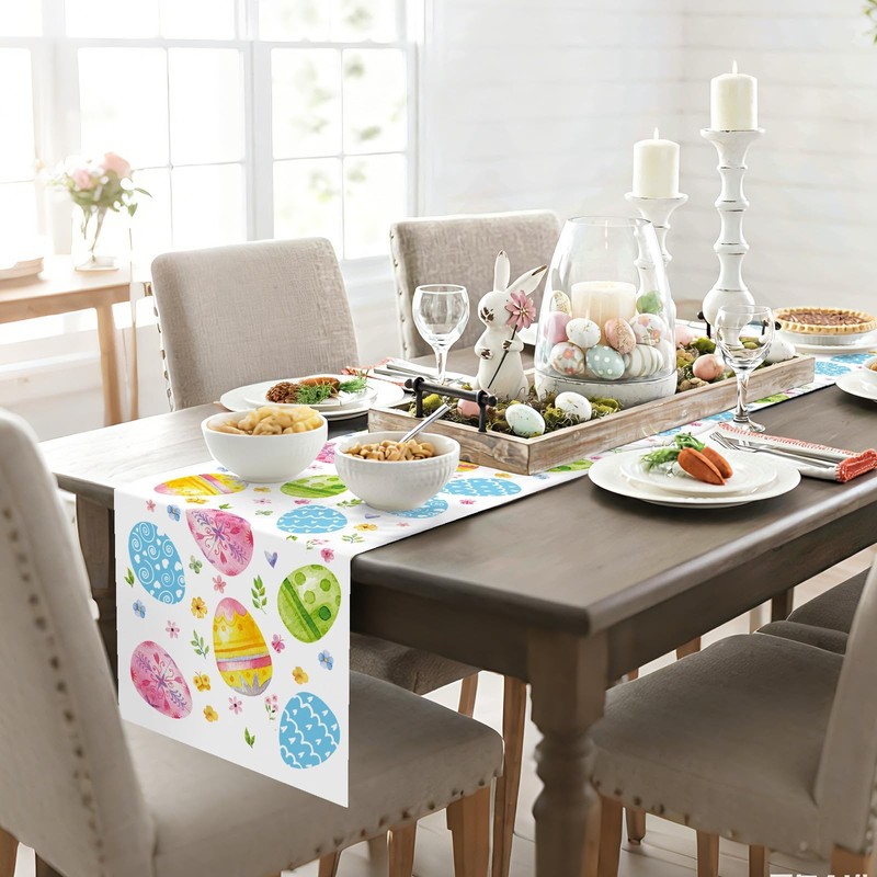 72 x 13 Inch Easter Table Runner – 72 x 13 inches, Green Pink Blue Yellow gallery