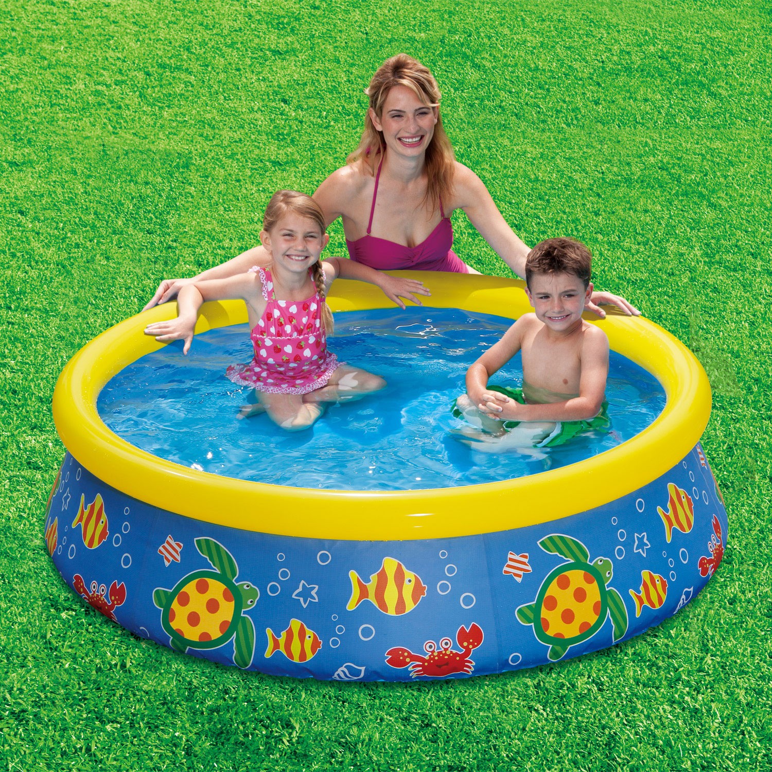 Summer Waves 5ft x 15in Inflatable Quick Set Pool w/ Ocean Print (Open Box) gallery