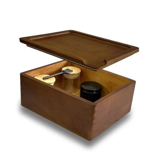 Airtight Stash Box with Tray - Rubber Seals - Large Wooden Box with gallery