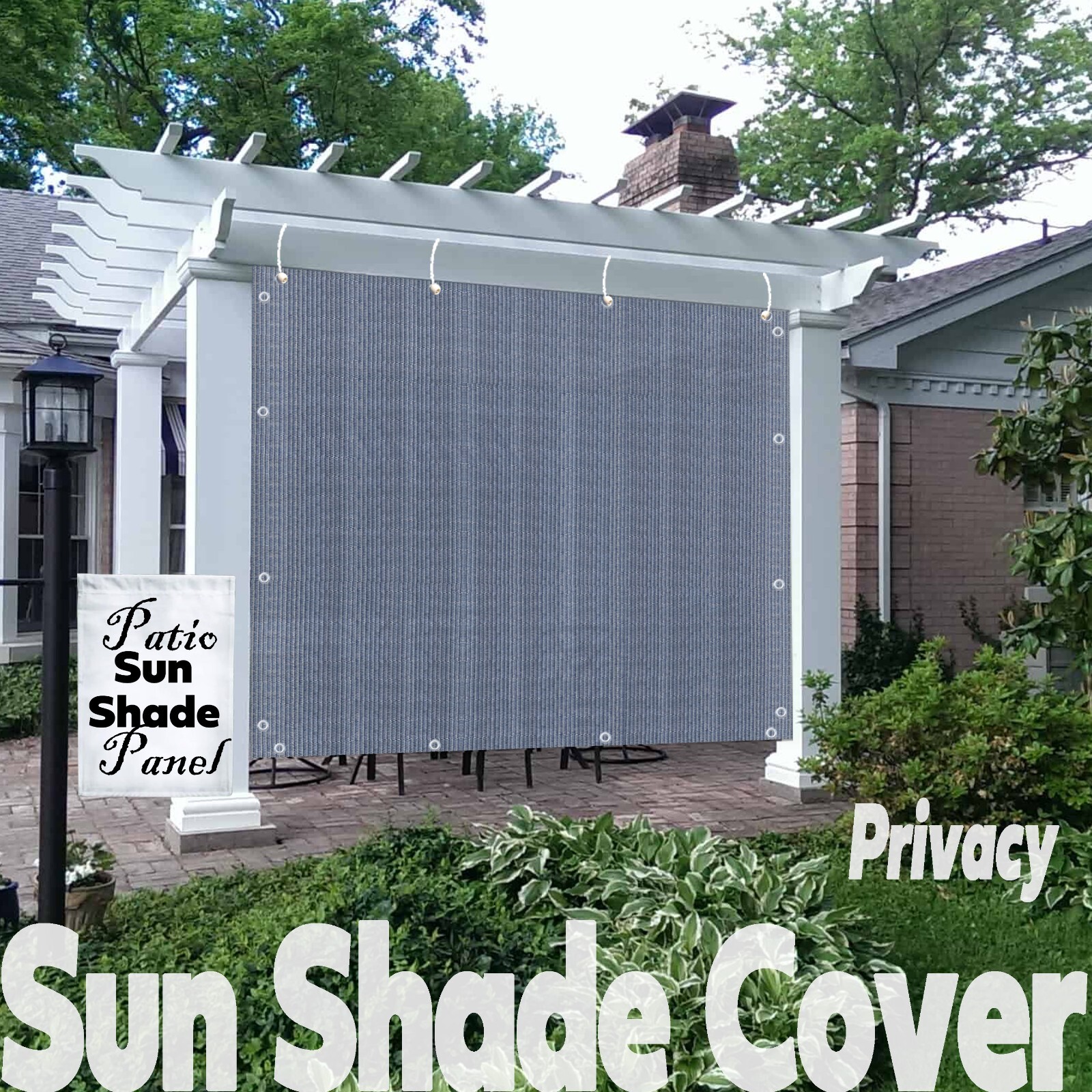 Sun Shade Cover Canopy Mesh Privacy Panel with Grommets 90% UV Block Navy-Grey gallery