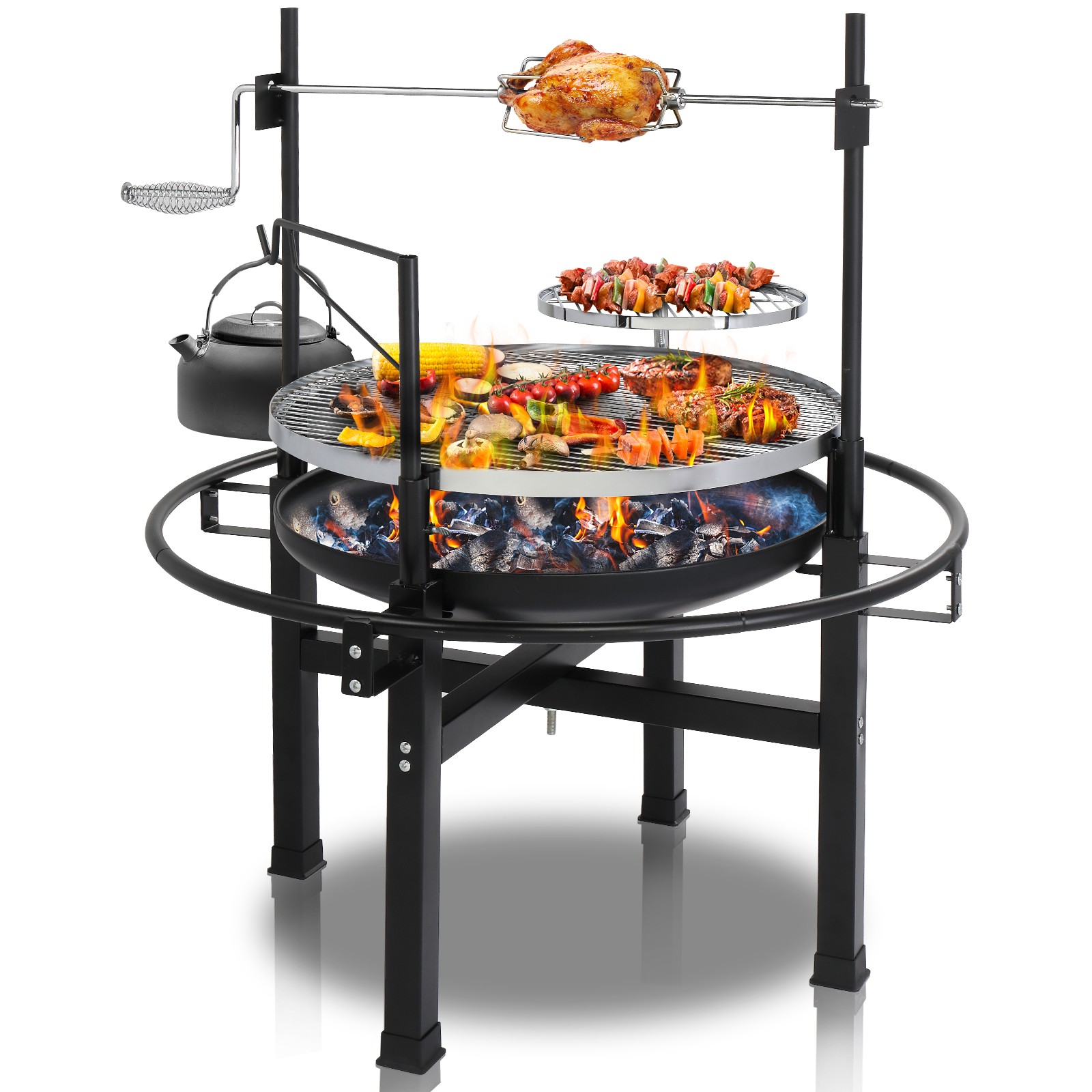 33" Outdoor Camping Charcoal Grill with Cooking Grate and Loop Handle Adjustable gallery