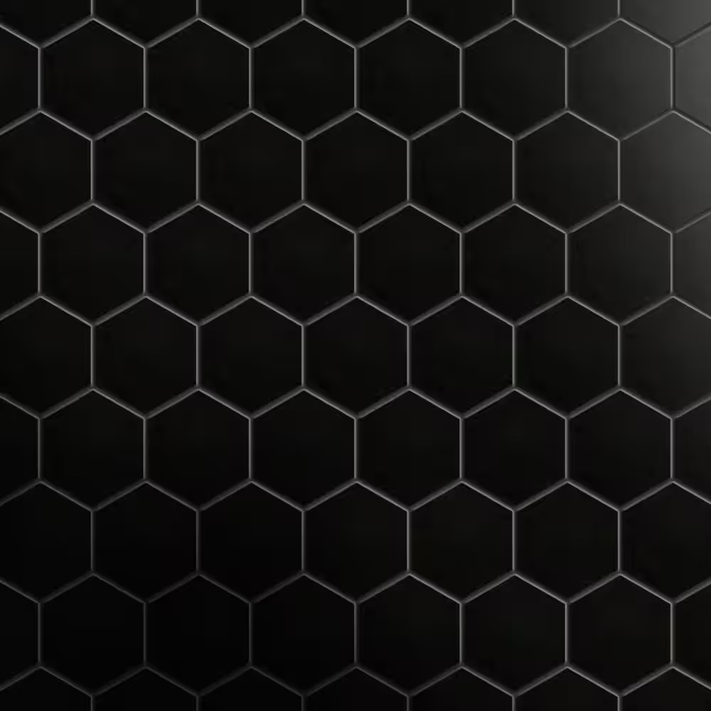 Metro 2 In. Hex Matte Black 11-1/8 In. X 12-5/8 In. Porcelain Mosaic Tile (10.0 gallery