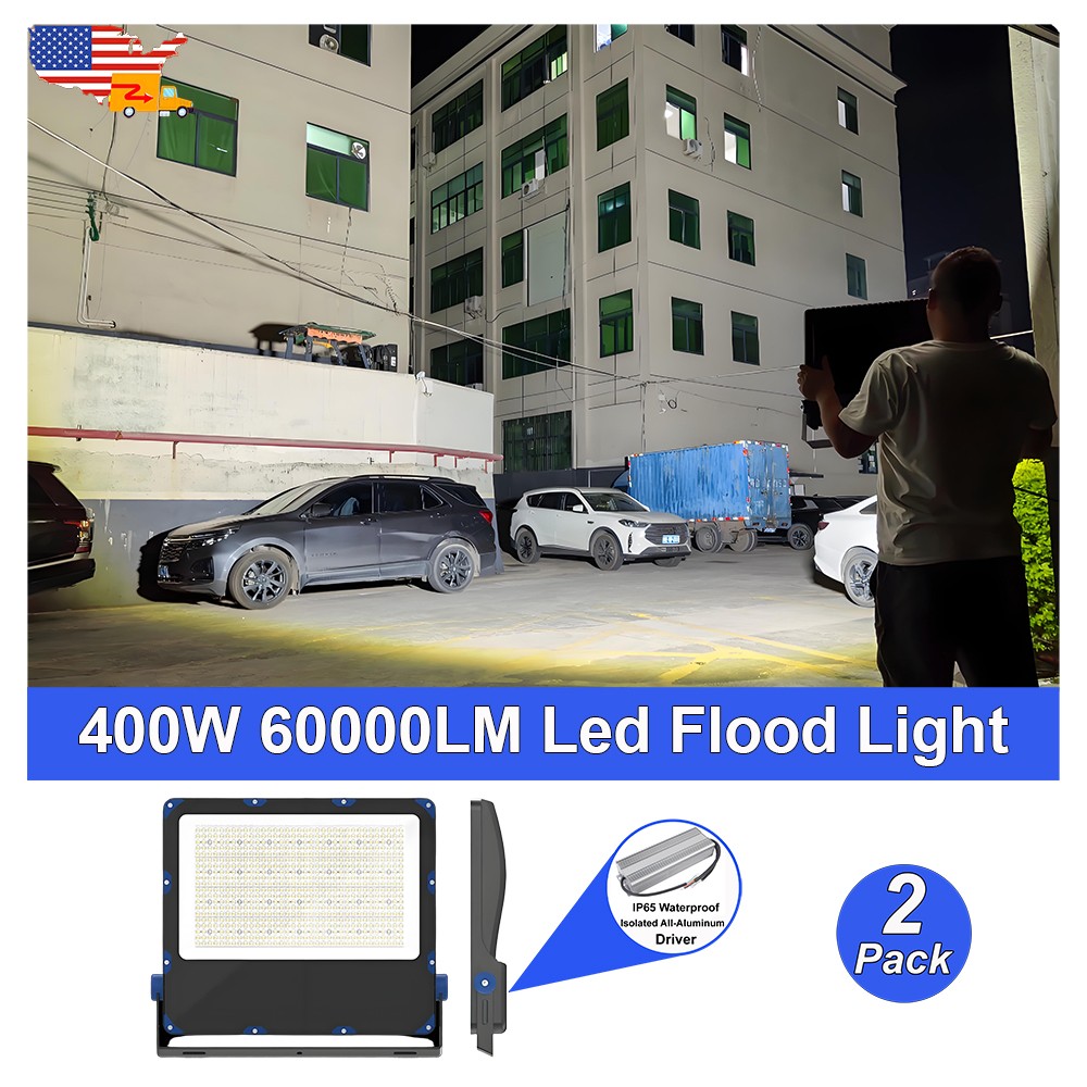 2 Pack LED Flood Light 400W High Quality Yard Garden Outdoor Lighting Spotlight gallery