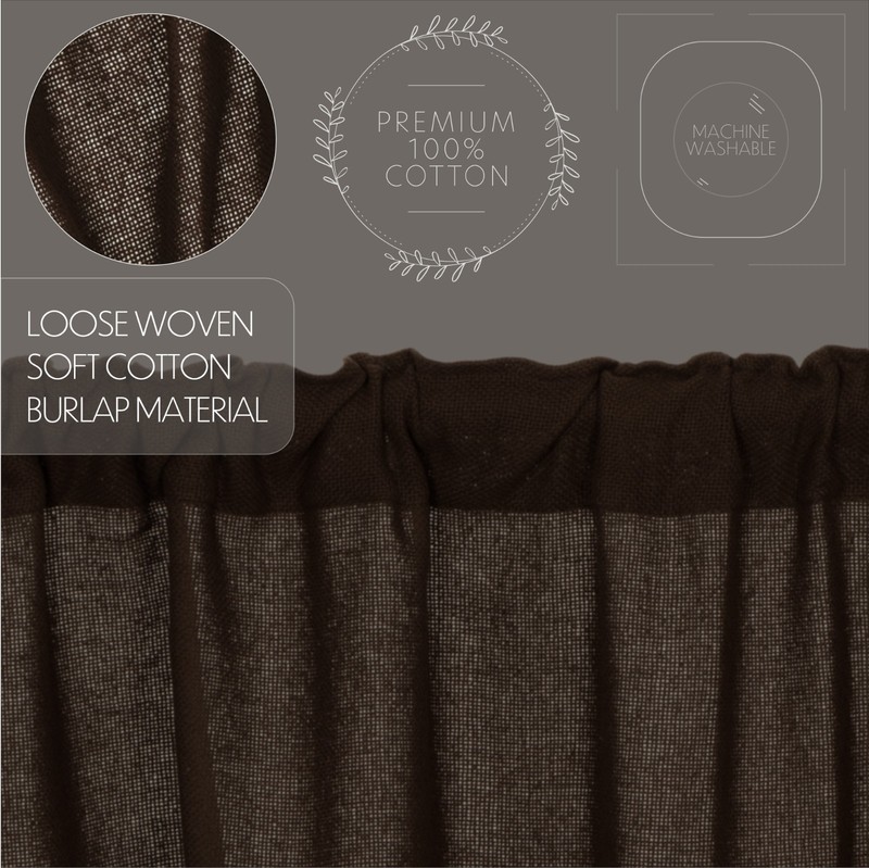 Burlap Antique White PANEL Set 84"Country Primitive Cottage Curtains VHC Brands gallery