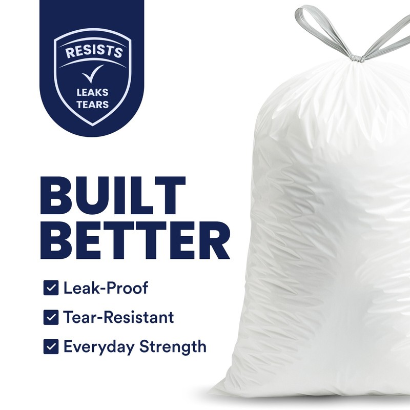 Plasticplace 5 Gallon Drawstring Trash Bags - White, Case of 100 Garbage Bags gallery