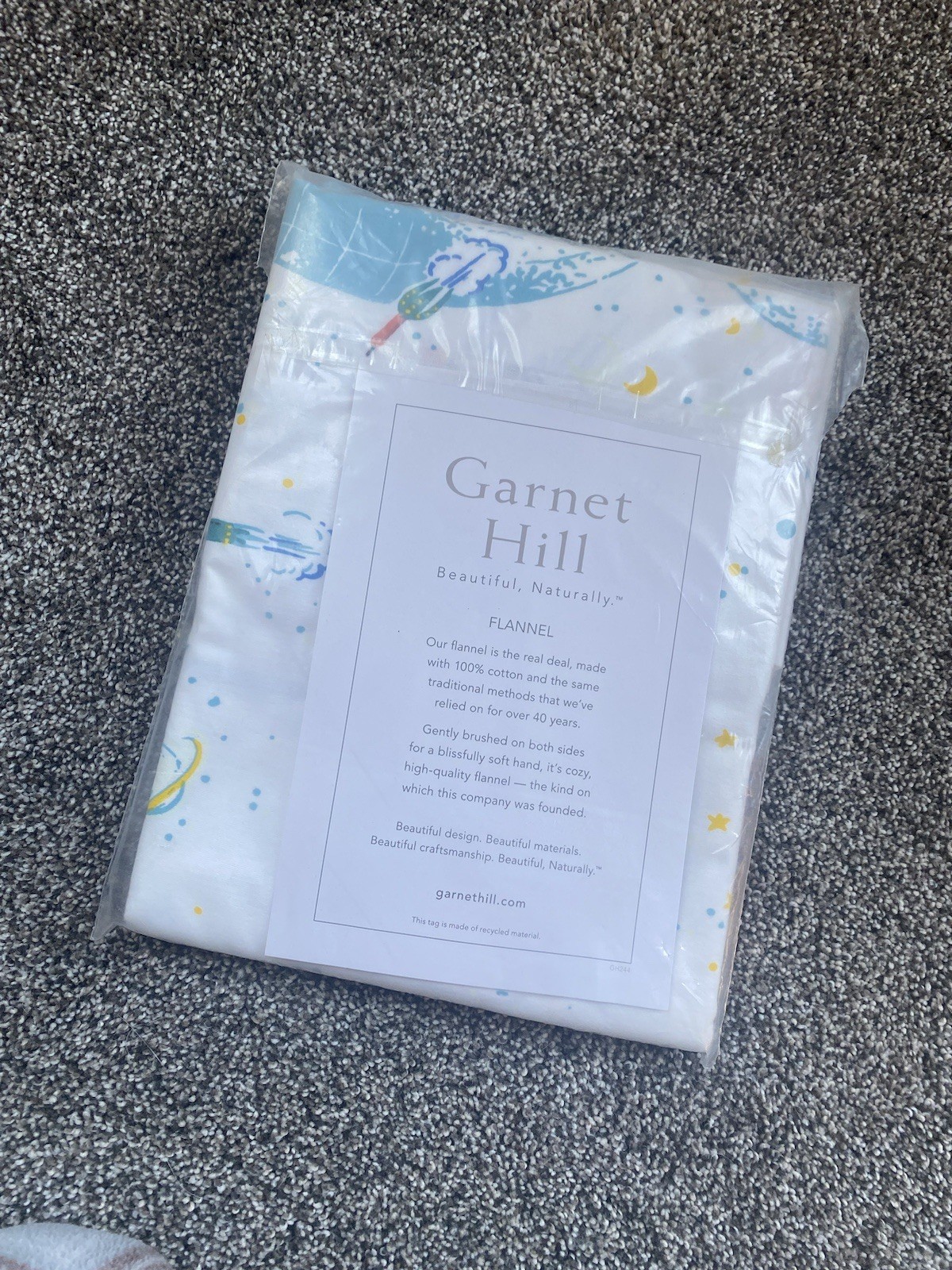 NIP Garnet Hill Space Rocket Flannel Twin Flat Sheet 11/2018 gallery