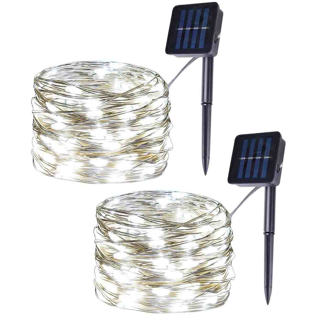 2 Pack 33 Ft 100 LEDs Copper Wire String Fairy Lights Solar Powered Mini LED gallery