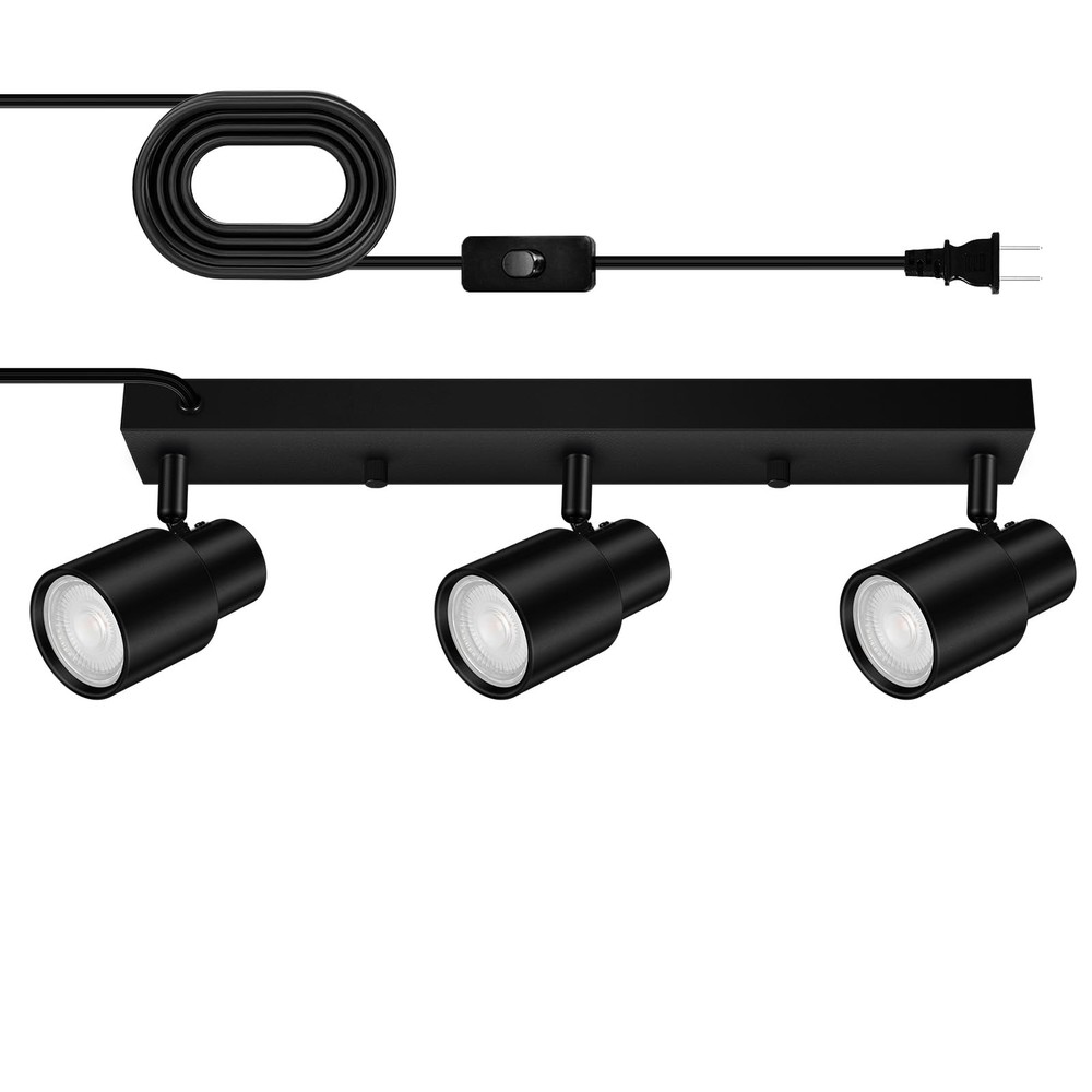 Plug-in Track Lighting LED, Track Light Fixtures Ceiling, Black Plug in Wall ...