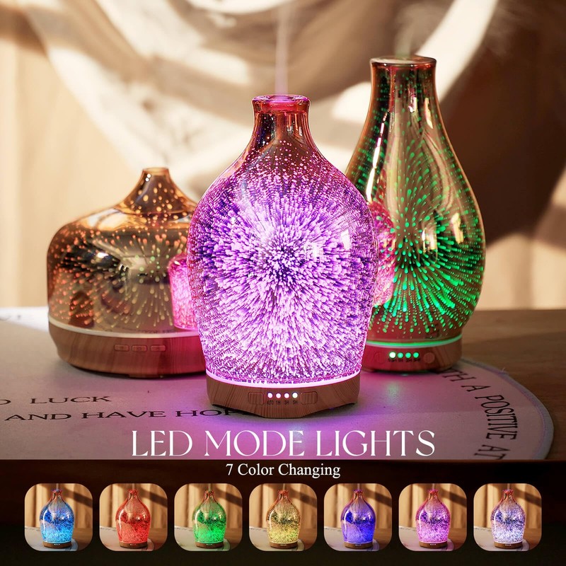 Porseme 280ml Essential Oil Diffuser 3D Glass Aromatherapy Ultrasonic Humidif... gallery
