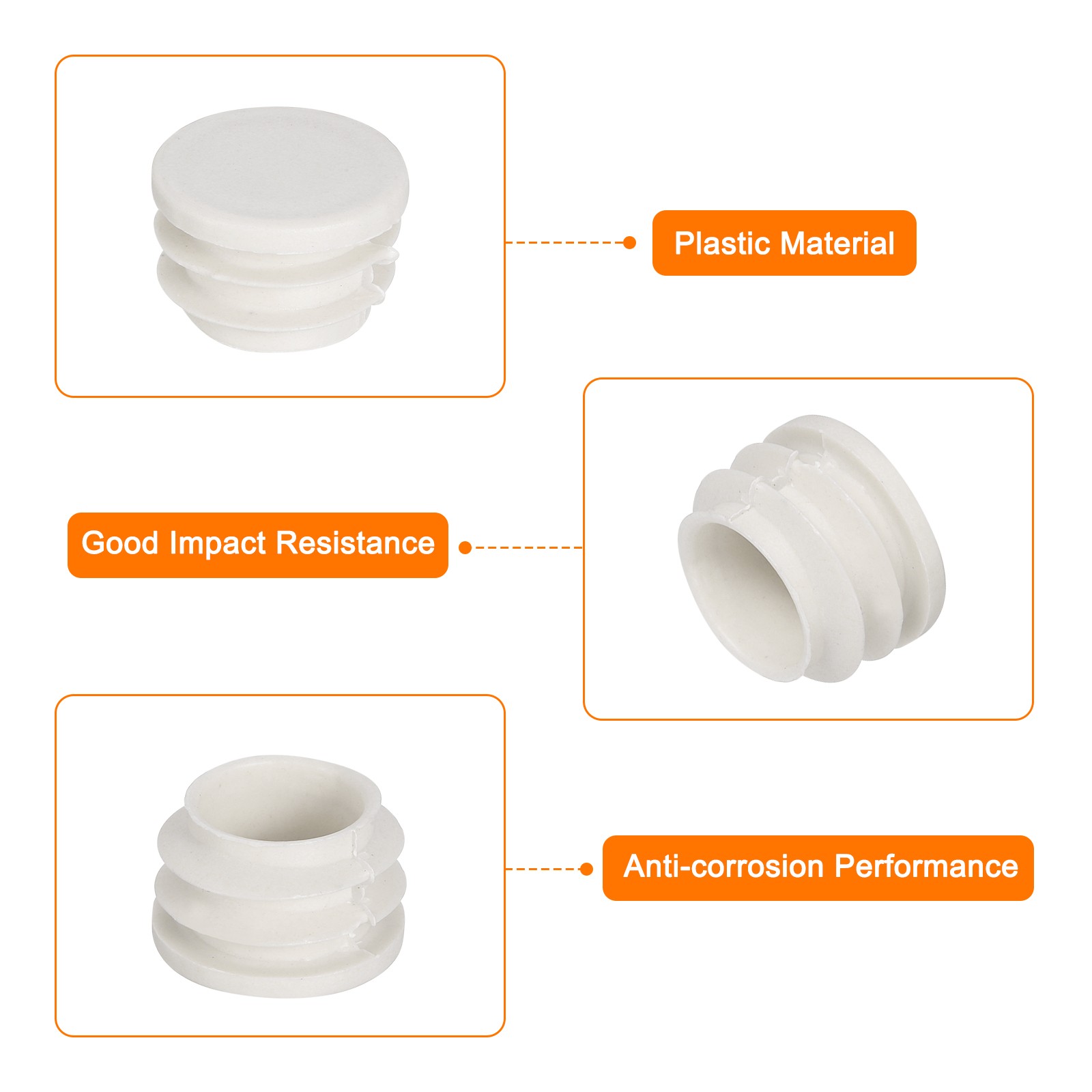 1"(25mm) Round Plastic Plug, 4 Pcs White End Cap Plastic Plug Cap Insert gallery