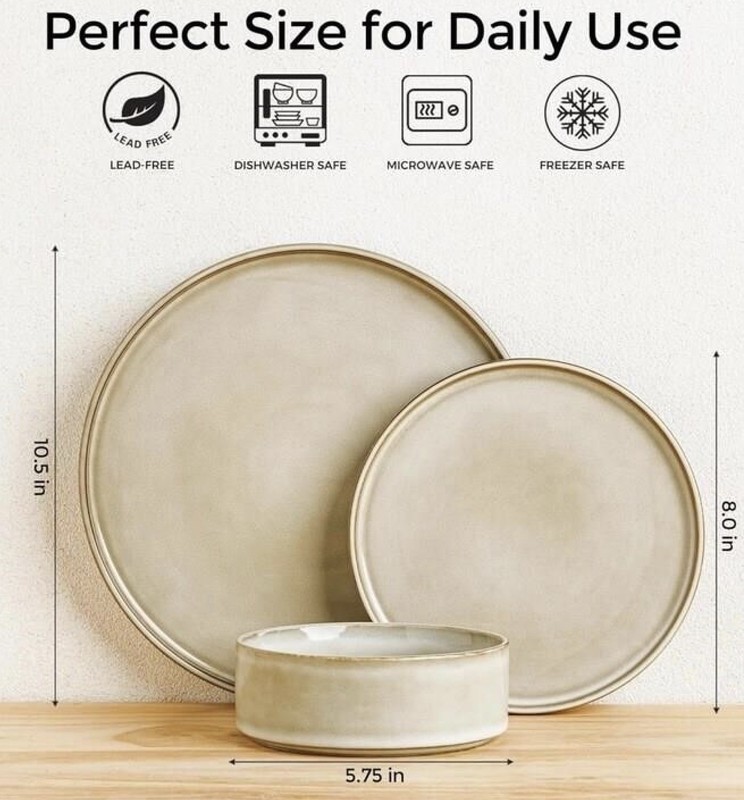Stoneware Dinnerware handcrafted 18pc, set serves 6, Cappuccino gallery