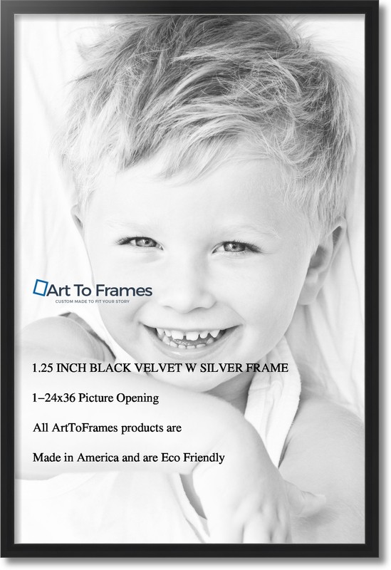ArtToFrames 1.25" Custom Poster Frame Black Velvet w Silver 4691 Large gallery