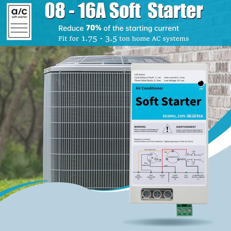 08-16A Air Conditioner Soft Start Kit for Home Use – Fits 1.75-3.5 Ton AC Units, gallery