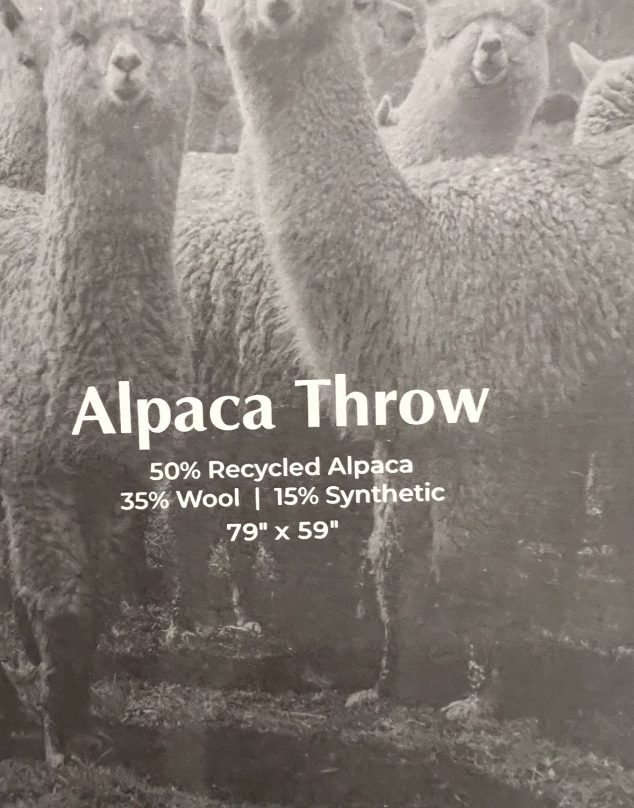 NWOT Peruvian Link Tartan Warmth Alpaca Wool Throw 79" x 59" gray ivory gallery