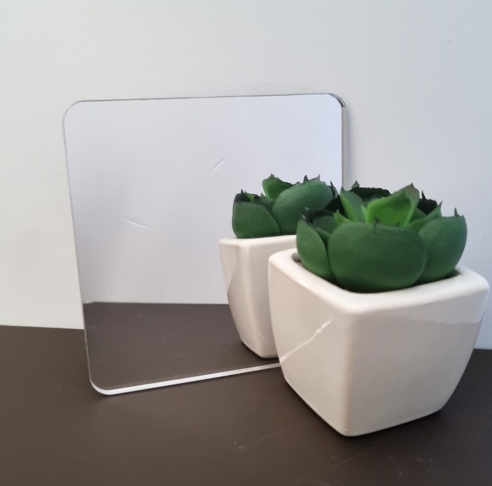 Rounded Corner Square Acrylic 3mm thick Mirrors, Many Sizes, Colours & Engraving