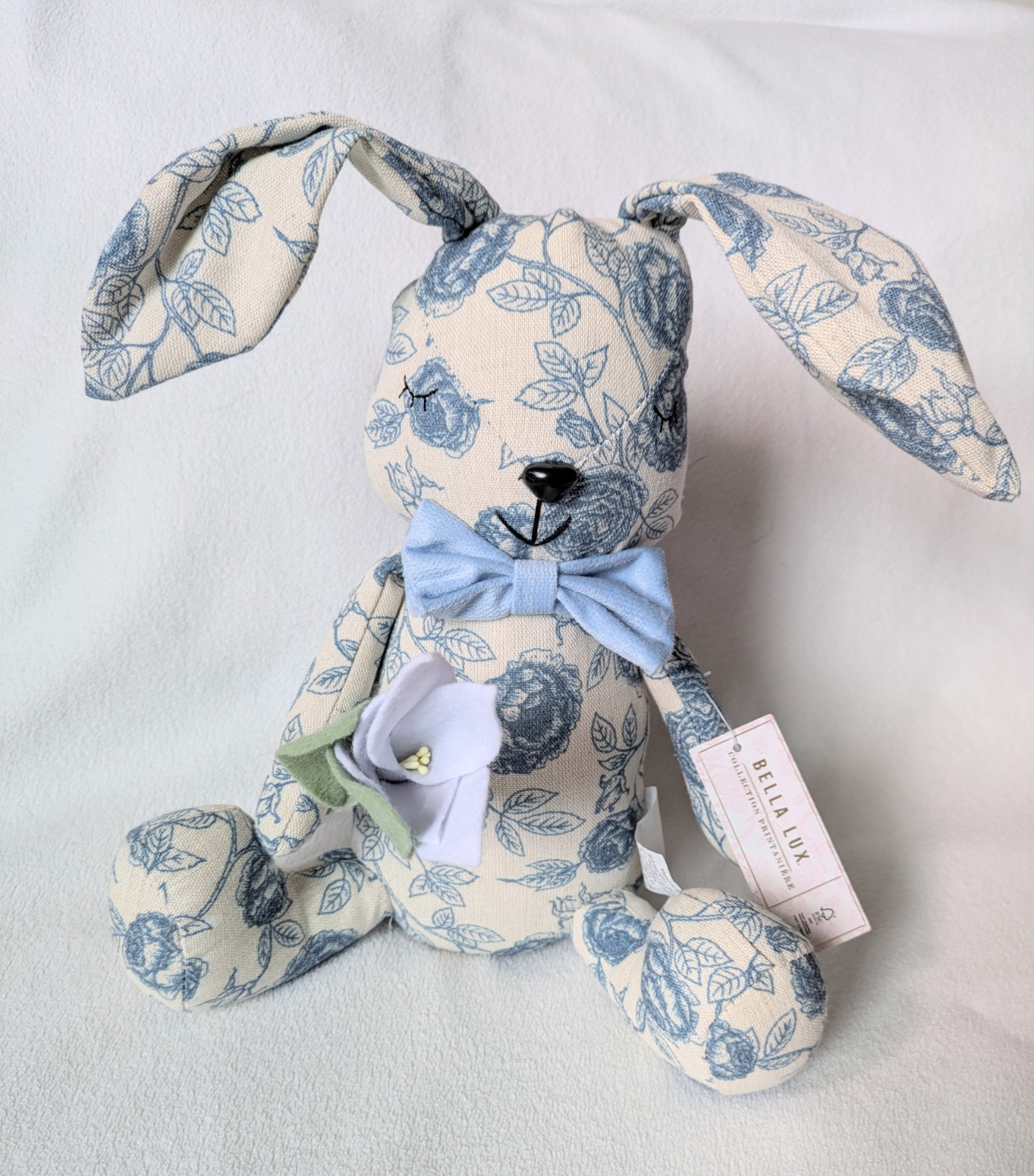 Bella Lux Collection Printaniere Fabric Bunny Plush Blue Toile Easter Decor New gallery