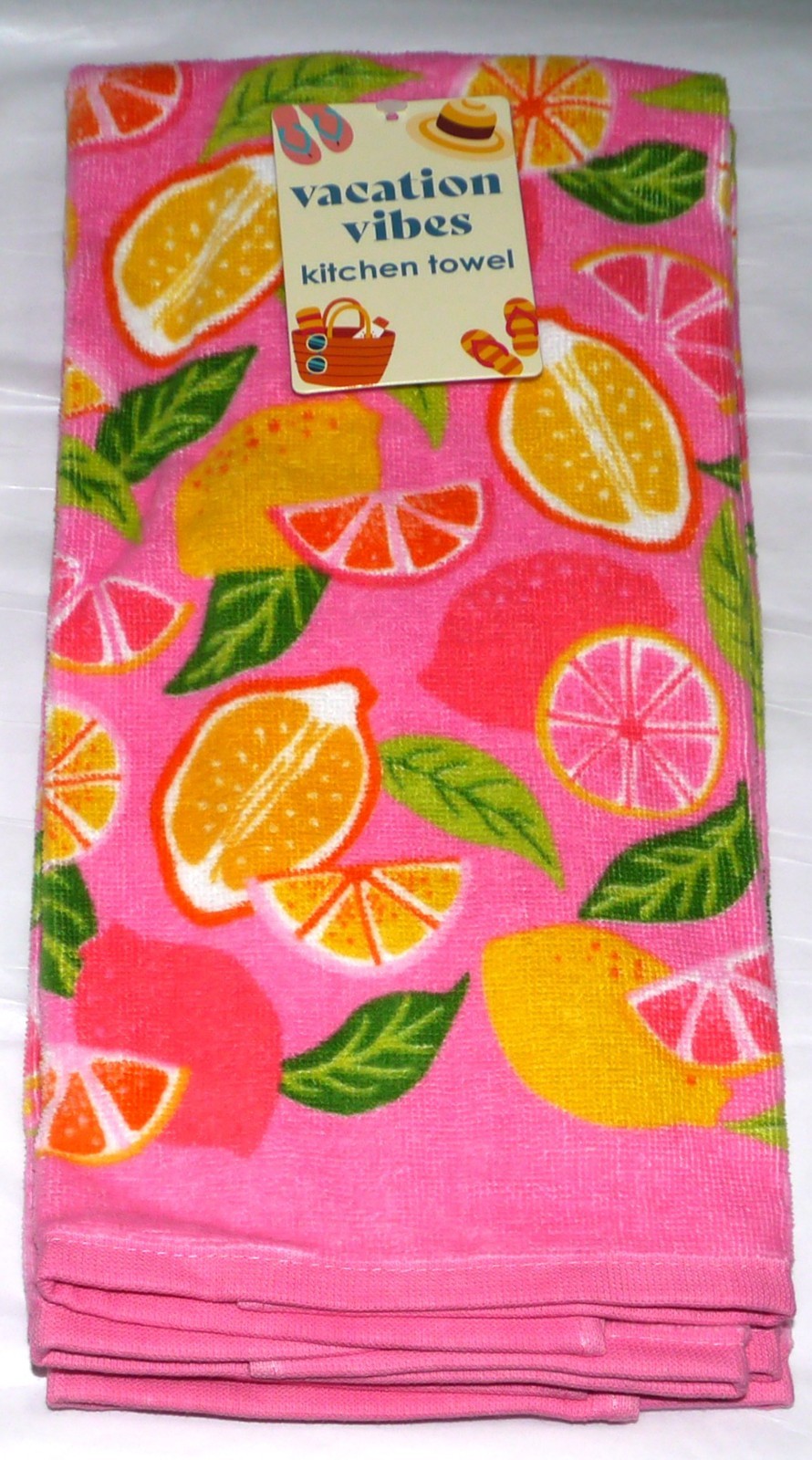 NEW Mainstream 2 Pk Velour Terrycloth Kitchen Towels Lemon Citrus Fruit Summer gallery