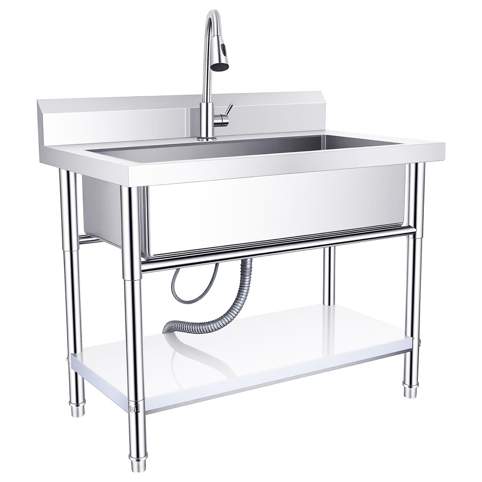 40" Utility Sink Stainless Steel Laundry Sink Kitchen Sink with Rotating Faucet gallery