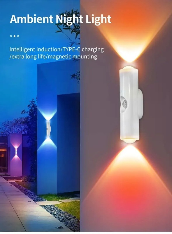 Double-head LED Night Light With Motion Sensor Rechargeable Magnetic Wall Lamp gallery
