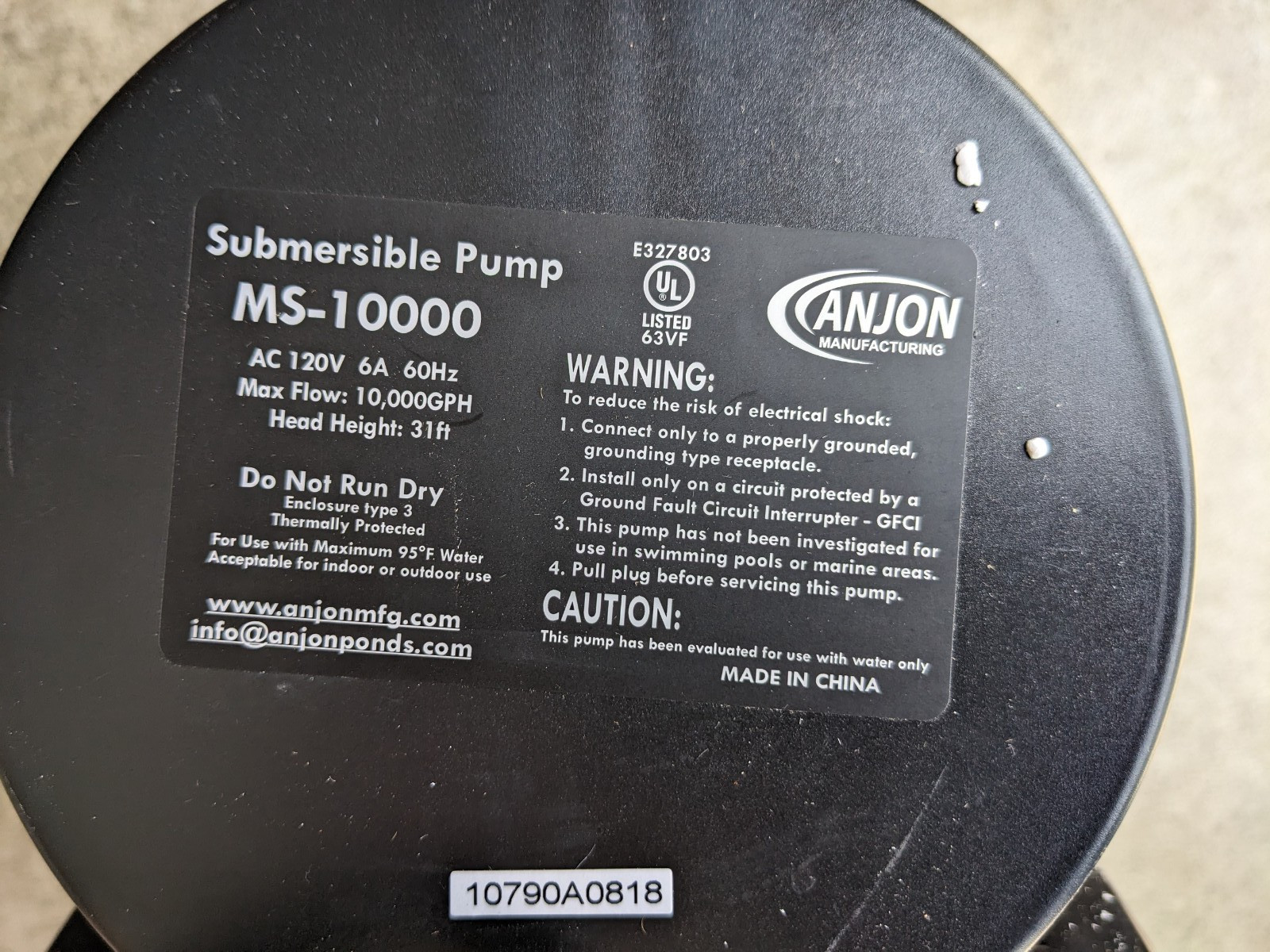 NEW Anjon MS-10000 Monsoon Hybrid Drive Submersible Pond & Water Garden Pump gallery
