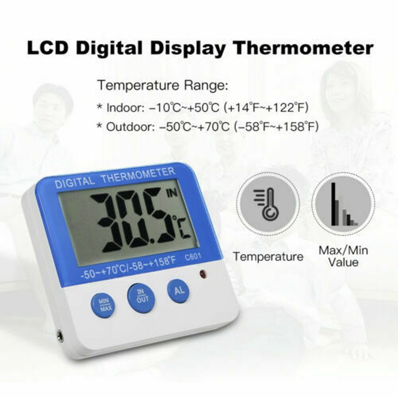 Digital Thermometer ℃/℉ LED Electronic Temperature Freezer Alarm Magnet Stander gallery